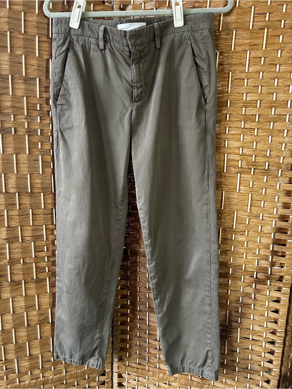 Vince Olive Chino Pants Women 27 Slim Straight Cotton Casual Minimalist